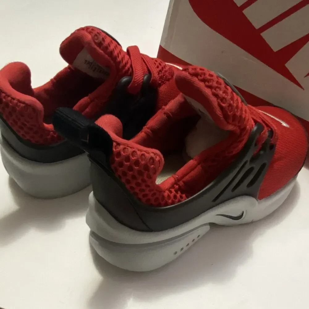 Nike Presto Unisex Kids Low Top Lace-Up Mesh Sneakers Red/Gray/White/Black 7C